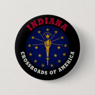 BADGE ROND 5 CM DRAPEAU D'ÉTAT INDIANA CROSSROADS