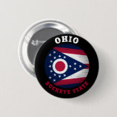 BADGE ROND 5 CM DRAPEAU D'ÉTAT OHIO BUCKEYE (Devant & derrière)