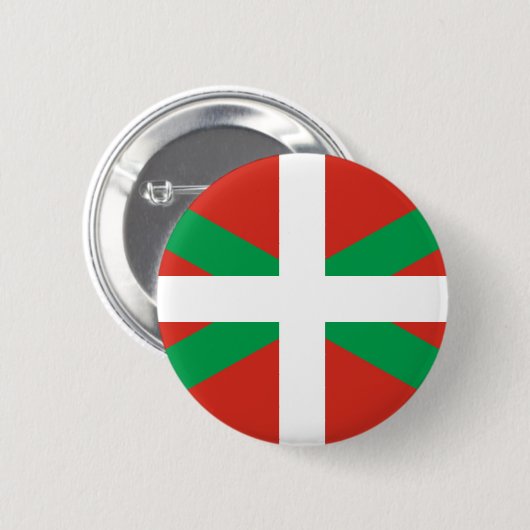 Badge Rond 5 Cm Drapeau d'Euskadi - pays Basque - Ikurri (Devant & derrière)