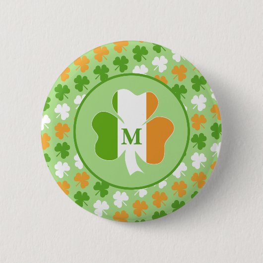 Badge Rond 5 Cm Drapeau d'Irlande à partir de trèfles (Devant)