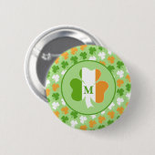 Badge Rond 5 Cm Drapeau d'Irlande à partir de trèfles (Devant & derrière)