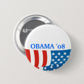 Badge Rond 5 Cm Drapeau d'Obama '08 (Devant & derrière)