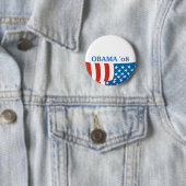 Badge Rond 5 Cm Drapeau d'Obama '08 (En situation)