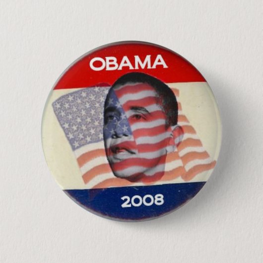 Badge Rond 5 Cm Drapeau d'Obama 2008 (Devant)