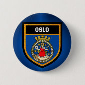 Badge Rond 5 Cm Drapeau d'Oslo (Devant)