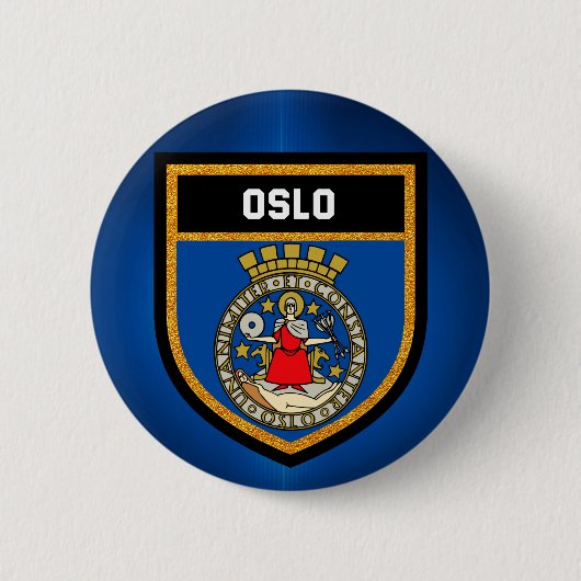 Badge Rond 5 Cm Drapeau d'Oslo (Devant)