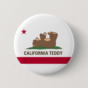 Badge Rond 5 Cm Drapeau d'ours de nounours de la Californie