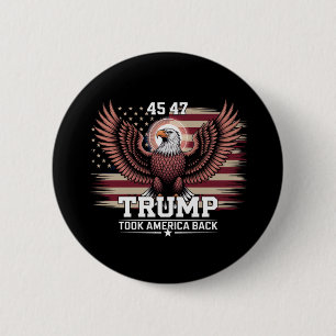 Badge Rond 5 Cm Drapeau du 45e et 47e président Trump 2025 Aigle A