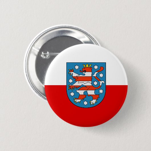 Badge Rond 5 Cm Drapeau du bouton Pinback de Thuringe (Devant & derrière)