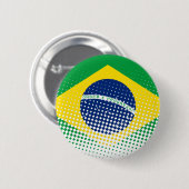 Badge Rond 5 Cm Drapeau Du Brésil Avec Effet Halftone (Devant & derrière)