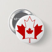 Badge Rond 5 Cm Drapeau du Canada dans la feuille d'érable - blanc (Devant & derrière)