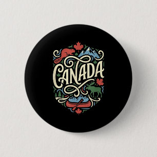 Badge Rond 5 Cm Drapeau du Canada feuille d'érable canadienne exté