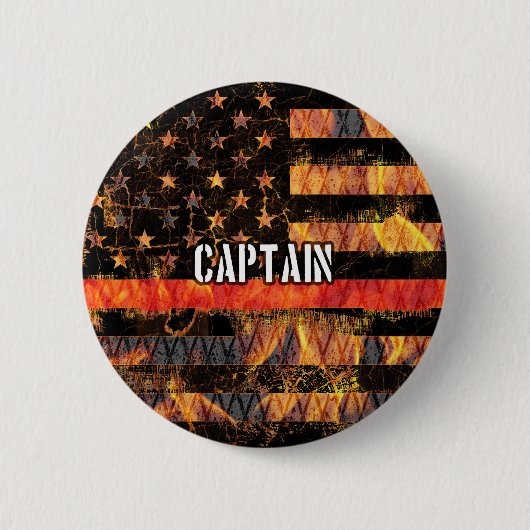 Badge Rond 5 Cm Drapeau du Capitaine Pompier (Devant)