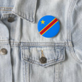 Badge Rond 5 Cm Drapeau du Congo Kinshasa (En situation)