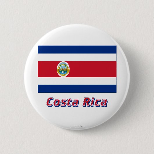 Badge Rond 5 Cm Drapeau du Costa Rica avec le nom (Devant)