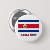 Badge Rond 5 Cm Drapeau du Costa Rica avec le nom (Devant & derrière)