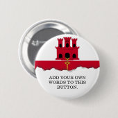 Badge Rond 5 Cm Drapeau du Gibraltar (Devant & derrière)