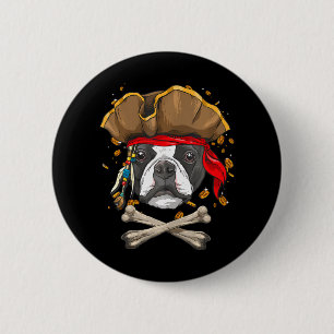 Badge Rond 5 Cm Drapeau du Jolly roger pirate de chien de Boston T