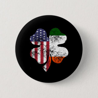 Badge Rond 5 Cm Drapeau du jour de ST Patrick américain et irlanda