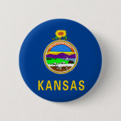 Badge Rond 5 Cm Drapeau du Kansas (Devant)
