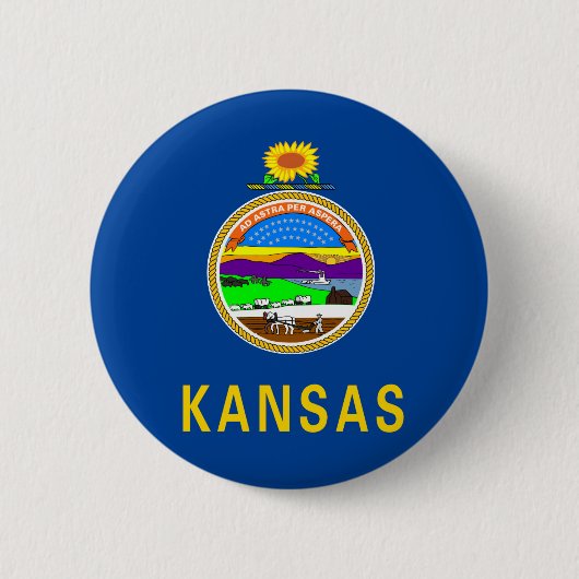 Badge Rond 5 Cm Drapeau du Kansas (Devant)