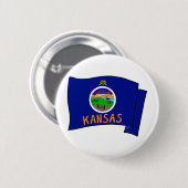 Badge Rond 5 Cm Drapeau du Kansas (Devant & derrière)