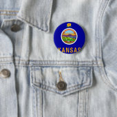 Badge Rond 5 Cm Drapeau du Kansas (En situation)