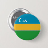 Badge Rond 5 Cm Drapeau du Karakalpakstan (Devant & derrière)