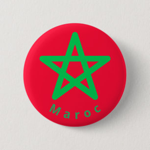 Badge Rond 5 Cm Drapeau du Maroc