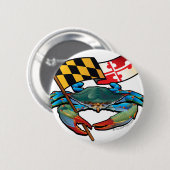 Badge Rond 5 Cm Drapeau du Maryland de crabe bleu (Devant & derrière)
