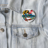 Badge Rond 5 Cm Drapeau du Maryland de crabe bleu (En situation)