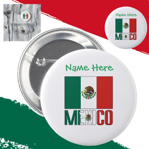 Badge Rond 5 Cm Drapeau du Mexique personnalisé