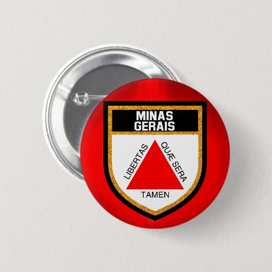 Badge Rond 5 Cm Drapeau du Minas Gerais (Devant & derrière)