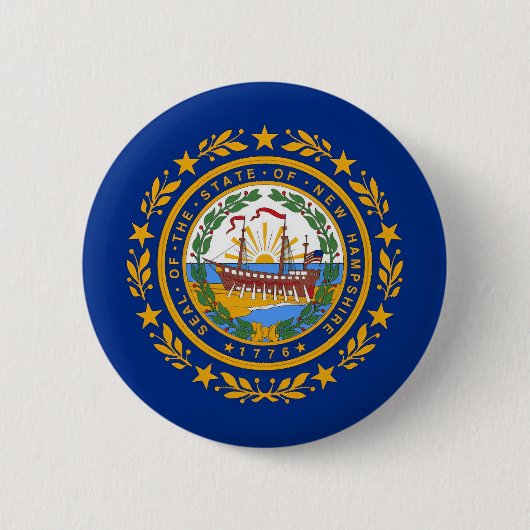 Badge Rond 5 Cm Drapeau du New Hampshire (Devant)