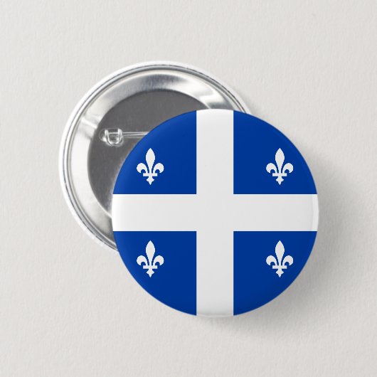 Badge Rond 5 Cm Drapeau du Québec (Devant & derrière)