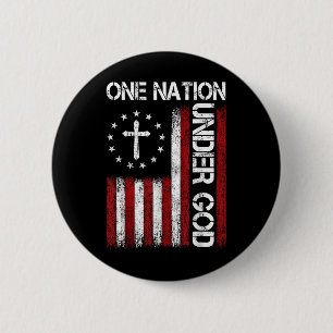 Badge Rond 5 Cm Drapeau d'une nation sous Dieu 4 juillet Patriotiq