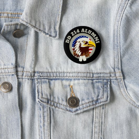Badge Rond 5 Cm Drapeau Eagle Emblem USA | DD 214 Alumni Brooch Bl (En situation)