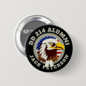 Badge Rond 5 Cm Drapeau Eagle Emblem USA | JD 214 Monogramme des a (Devant & derrière)