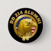 Badge Rond 5 Cm Drapeau Eagle Gold Emblem USA | DD 214 Alumni Broo (Devant)