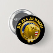 Badge Rond 5 Cm Drapeau Eagle Gold Emblem USA | DD 214 Alumni Broo (Devant & derrière)