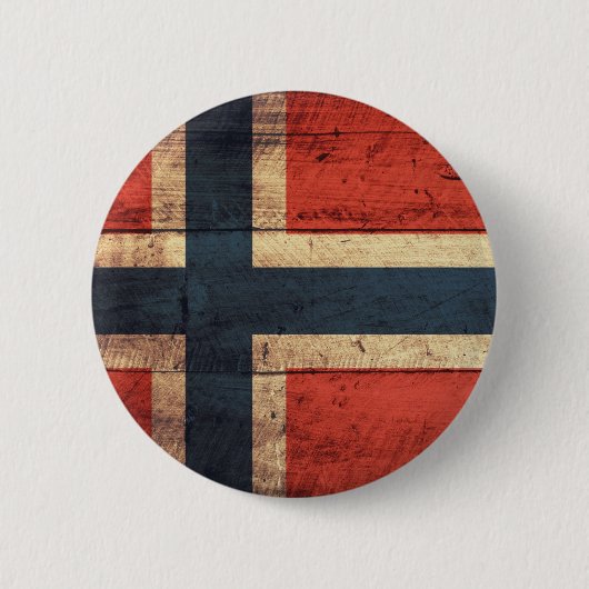 Badge Rond 5 Cm Drapeau en bois de la Norvège (Devant)
