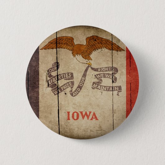Badge Rond 5 Cm Drapeau en bois rocailleux de l'Iowa (Devant)