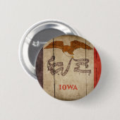 Badge Rond 5 Cm Drapeau en bois rocailleux de l'Iowa (Devant & derrière)