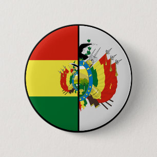 Badge Rond 5 Cm Drapeau et blason de Bolivie Bouton patriotique