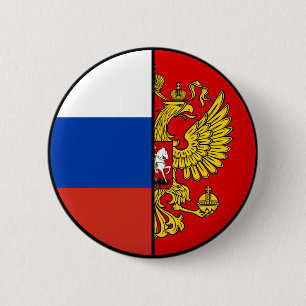 Badge Rond 5 Cm Drapeau et blason de Russie Patriotique