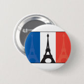 Badge Rond 5 Cm Drapeau et Tour Eiffel français (Devant & derrière)