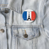 Badge Rond 5 Cm Drapeau et Tour Eiffel français (En situation)
