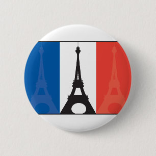 Badge Rond 5 Cm Drapeau et Tour Eiffel français