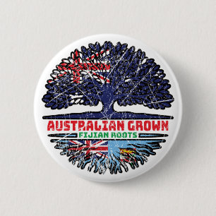 Badge Rond 5 Cm Drapeau Fidji Fijian Australie Tree Roots