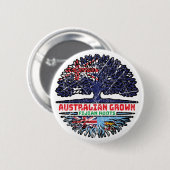 Badge Rond 5 Cm Drapeau Fidji Fijian Australie Tree Roots (Devant & derrière)